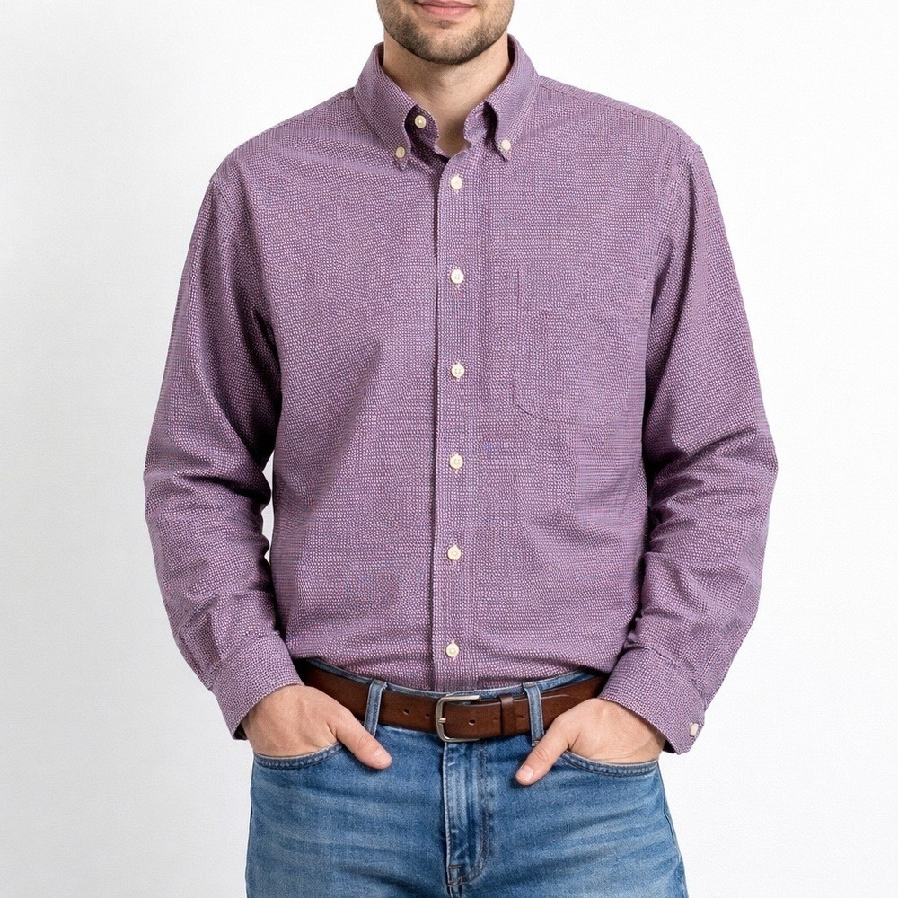Brooks Brothers 346 Button Down Shirt Red Blue Micro Check Oxford Men's Medium